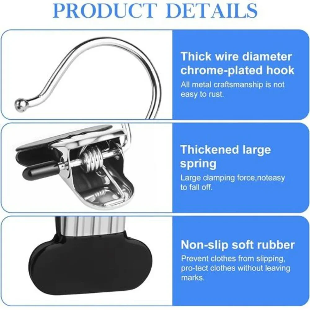 Heavy duty clothes hanger clips stainless steel laundry hooks closet organizer s